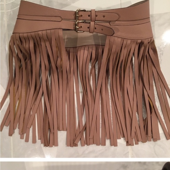 2 Faux Leather Fringed Belt 33” Long One Tan One Brown Almost New‼️🔥❤️🔥 - Picture 2 of 6